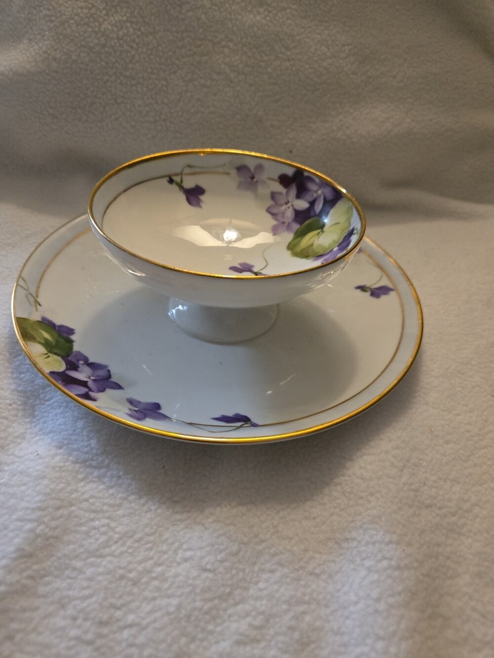 Nippon Dipping Dish Gold Rimmed With Hand Painted Violets